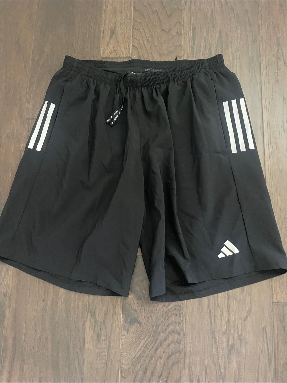 Adidas Men’s Black Athletic Training Shorts with White Stripes